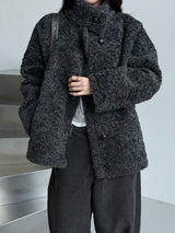 High neck boucle half coat(4color) 