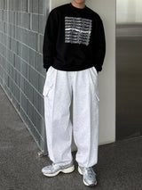 Snap cargo wide sweatpants