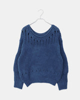Renu Punching Round Neck Loose Fit Long Sleeve Long Knit