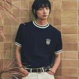 ballast athletic ringer knit sweat navy