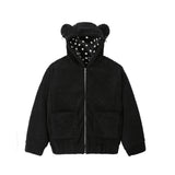 Punk Bear Fleece Jacket - BLACK