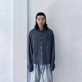 ファイン ストライプ リラックスド ロングスリーブ シャツ