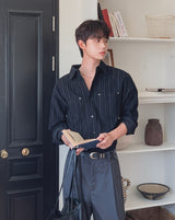 ローデン コーデュロイ ストライプ リベットシャツ