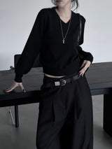 minimal basic V-neck knit (2color)