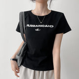 ワサップ レタリング ヒップムード ストレッチ ショートスリーブ Tシャツ(2 Colors)