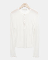 Pirun テンセルレイヤードボタンロングスリーブTシャツ