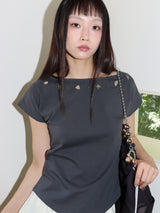 シェルキャップスリーブTシャツ (CHARCOAL)