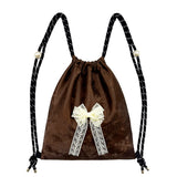 Lace Ribbon Gym Sack [Brown]