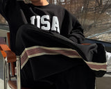NOCELCOZY Applique USA Oversized Fit Sweatshirt 2 colors