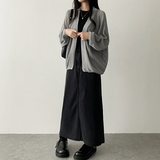 Amit Bolero Loose Fit Puff Knit Cardigan 