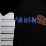 フェイクナット ステイン ロゴブラックボクシー オーバーサイズ Tシャツ