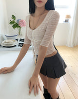 ミュード レース スリム 7分袖 Tシャツ