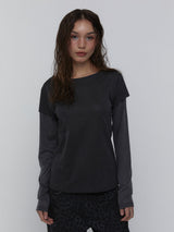 Layered Long Sleeve Top_Charcoal