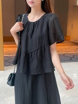 Pulson Ruffle Banding Wrinkle Layered One Piece