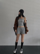 studded ribbed low-rise shorts