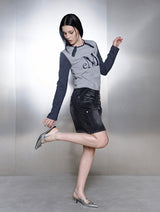 EXEOM DIAGONAL HENRY NECK LONG SLEEVE T