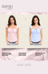 pink sweet bustier sleeveless blouse