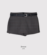 クラシックチェックミニスカートパンツ+ベルトセット (2color)