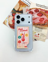 [MADE]ピンクカクテル ジェルハード iPhone カードポケット付きケース