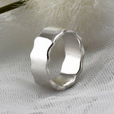 SVR-624 Silver 92.5 Wide Round Wave Flat Silver Ring