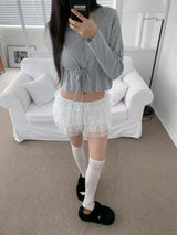 Dream Flare Cancan Lace Frill Shorts (White)