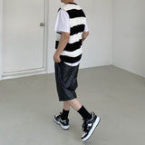 Stripe round neck knit vest 2C