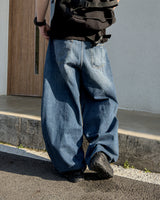 Part Blue Wash Distressed Denim