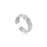 [Sunmi Worn] Wide Rope Detail 925 Silver + Rhodium Plating Adjustable Size Ring R036-02H