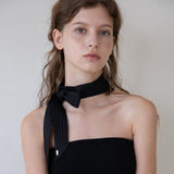 Black jacquard slim scarf