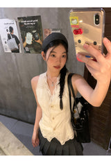 パンチングレースベストノースリーブベスト