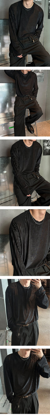 [UNISEX] Velvet stripe long sleeves (3color)