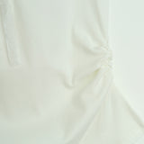 Lace Ribbon Shirred Off-Shoulder Tee 231837298