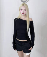 Button One Off-Shoulder Top (3colors)
