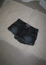  Koka Distressed Low-Rise A-Line Denim Shorts 