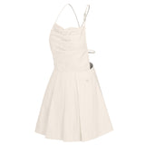 BACK POINT PLEATS WOVEN DRESS [MULTI]