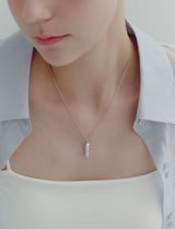 26SS★ [Premium Plating] Volume Square AB(W) Dual Pave Necklace