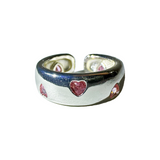 Bold pink heart cubic ring