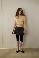 Slim button half knit_butter