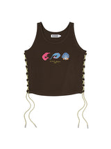 HIGH SPAN GRAPHIC POINT SLEEVELESS [BROWN]