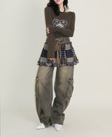Kibet Heart Vintage Printed Long Sleeve T-Shirt