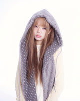 Fluffy hood muffler (gray)