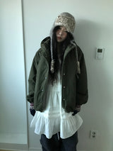 マットスナップフーディドパッディドジャケット (2 Colors)
