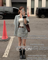 [MADE] Reun denim shirt & skirt set (with belt)