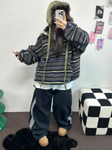 FLEECE❤TRACK LINE 3 LINE LONG PANTS ❤🖤🤍💙🩶5COLOR