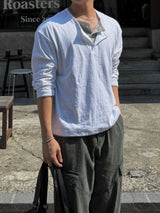 Thorpe layered long-sleeve henley neck