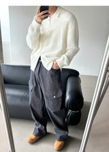 [Unisex] Angora kara knit zip up(6color)