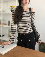 Pouch Multi Stripe One-Shoulder Long Sleeve