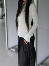 minimal pleated long sleeve T (3color)
