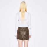 Eco Leather mini skirt [Brown]
