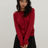 Round Neck Sweater Cardigan Red